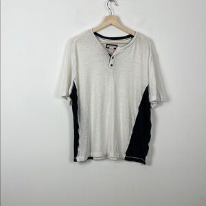 Carbon 2 Cobalt Linen Men's L Short Sleeve Pullover White and Black Henley Shirt